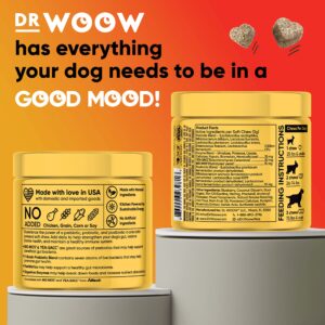 Dr Woow Pre, Pro, PostBiotic+ Salmon SkinHealth Soft Chew Supplement Bundle - Dog Vitamins, Zinc, Biotin, Probiotics, Omega 3 Fish Oil, and Wild Alaskan Salmon Oil, Cure Itchy Skin