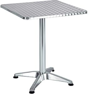 btexpert indoor outdoor 23.75" square restaurant table for patio stainless steel silver aluminum furniture with base