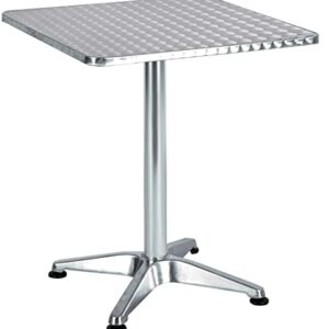 BTEXPERT Indoor Outdoor 23.75" Square Restaurant Table for Patio Stainless Steel Silver Aluminum Furniture with Base