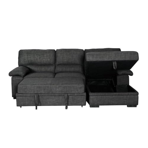 Primo Jordan L-Shaped Sleeper Sectional Sofa with Storage - Versatile 93 in. Pull-Out Sofa Bed with Hidden Storage for Living Rooms