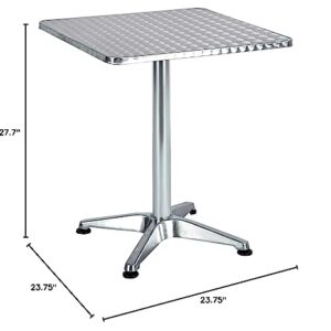 BTEXPERT Indoor Outdoor 23.75" Square Restaurant Table for Patio Stainless Steel Silver Aluminum Furniture with Base