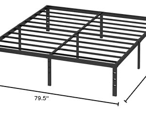 KUJIELAN Black Thickened and Reinforced Metal Bed Frame - Structurally Stable 14 Inch Steel Bar Supported Bed Frame,Easy to Assemble and Transport Bed Frame Under Bed Storage, Queen