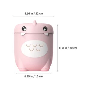 Ciieeo Pink Plastic Open-Top Trash Can, 12-Inch, Cute Animal Shape