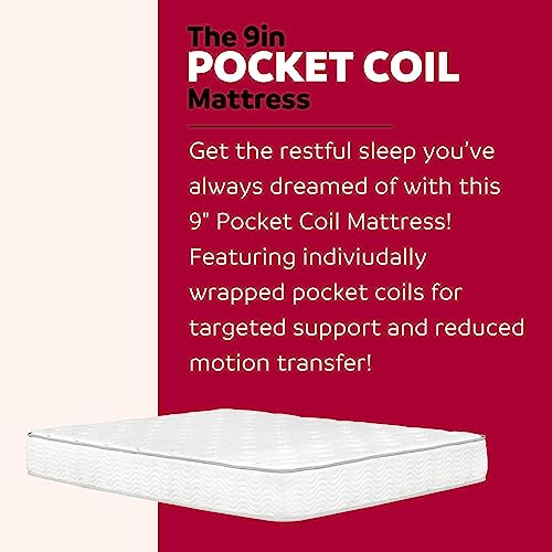 Primo International Solar 9" Pocket Coil Mattress in a Box, Queen