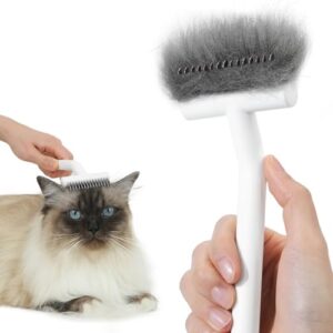 aumuca cat brush for long haired cats, dog brush for shedding grooming small medium dogs, deshedding dog brush dematting comb for dogs remove loose and matted fur, pet grooming undercoat rake, white