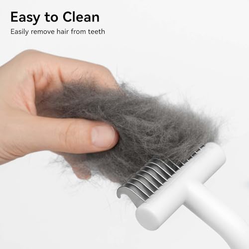 aumuca Cat Brush for Long Haired Cats, Dog Brush for Shedding Grooming Small Medium Dogs, Deshedding Dog Brush Dematting Comb for Dogs Remove Loose and Matted Fur, Pet Grooming Undercoat Rake, White