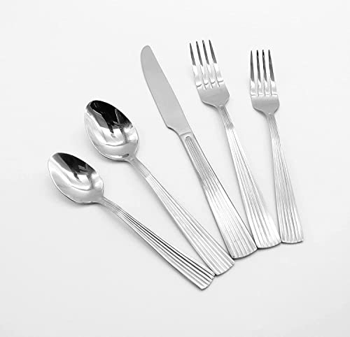 KOOMADE EMPIRE 40-Piece Silverware Set for 8, Mirror Polished Stainless Steel Flatware (Dinner, Salad Forks, Knives, Spoons, Teaspoons) Dishwasher Safe