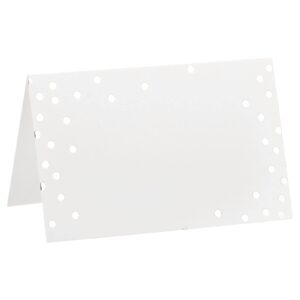 patikil tent place cards, 50pcs greeting cards 4.48 x 3.51inch favor decor foldable blank card for wedding party diy table name place cards silver tone point white