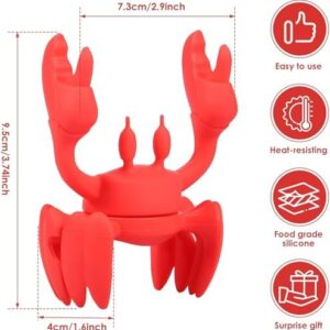 Crab Spoon Rest & Steam Releaser, Silicone Spoon Rest for Stove Top,Kitchen Gifts Utensil RED