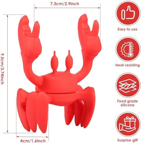 Crab Spoon Rest & Steam Releaser, Silicone Spoon Rest for Stove Top,Kitchen Gifts Utensil RED