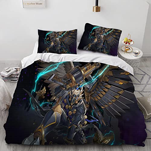 NICHIYOBI Yu Gi Anime Card Game Duvet Cover 3D Bedding Comforter Cover 3 Pcs (1 Duvet Cover +2 Pillowcases) Bedding Set (07,King-104x90in+20x30in*2)