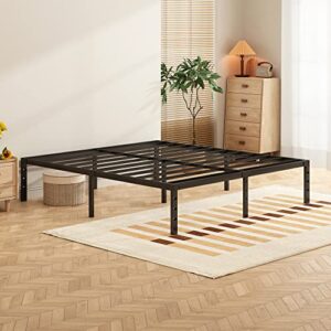 KUJIELAN Black Thickened and Reinforced Metal Bed Frame - Structurally Stable 14 Inch Steel Bar Supported Bed Frame,Easy to Assemble and Transport Bed Frame Under Bed Storage, Queen