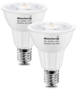 maelsrlg e17 led bulb 6w(60 watt equivalent), intermediate base spotlight bulb, warm white 3000k, e17 reflector r14 bulb for curio cabinet, non-dimmable, pack of 2