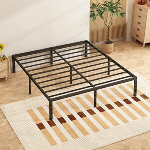 KUJIELAN Black Thickened and Reinforced Metal Bed Frame - Structurally Stable 14 Inch Steel Bar Supported Bed Frame,Easy to Assemble and Transport Bed Frame Under Bed Storage, Queen