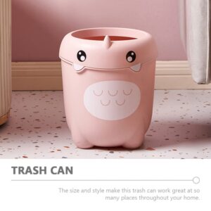 Ciieeo Pink Plastic Open-Top Trash Can, 12-Inch, Cute Animal Shape