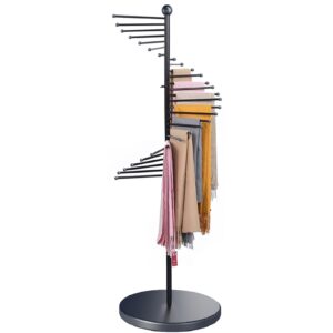 ximsphy freestanding scarf display rack, metal scarf racks, spiral scarf holder, hijab stand for clothing store commercial home, space saving shelves (42x170cm/17x67in, black)