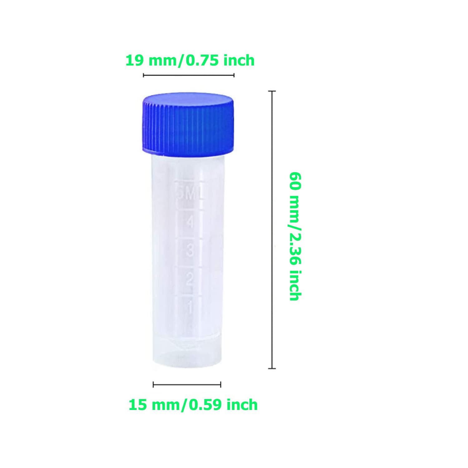 50 Pack 5ml Cryo Tubes，Plastic Graduated Vial Tube with Screw Caps,Small Test Sample Bottles Tubes Container with Lid，PP Material ，with Silica Gel Gasket (50) Bagged Blue and Orange