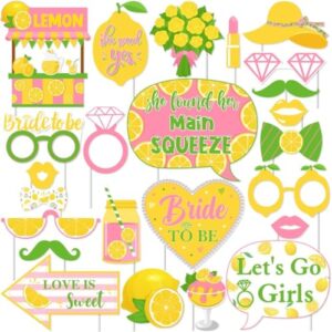 lemon bridal shower decorations she found her main squeeze photo booth props lemon citrus party supplies - set of 24