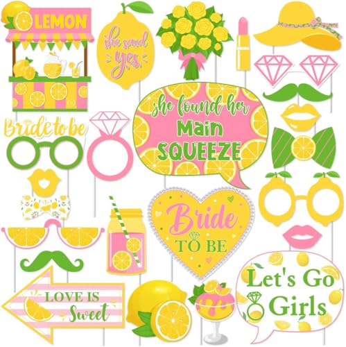 Lemon Bridal Shower Decorations She Found Her Main Squeeze Photo Booth Props Lemon Citrus Party Supplies - Set of 24