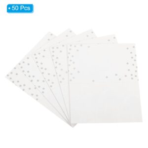 PATIKIL Tent Place Cards, 50pcs Greeting Cards 4.48 x 3.51inch Favor Decor Foldable Blank Card for Wedding Party DIY Table Name Place Cards Silver Tone Point White