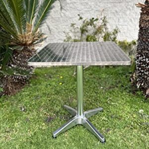 BTEXPERT Indoor Outdoor 23.75" Square Restaurant Table for Patio Stainless Steel Silver Aluminum Furniture with Base