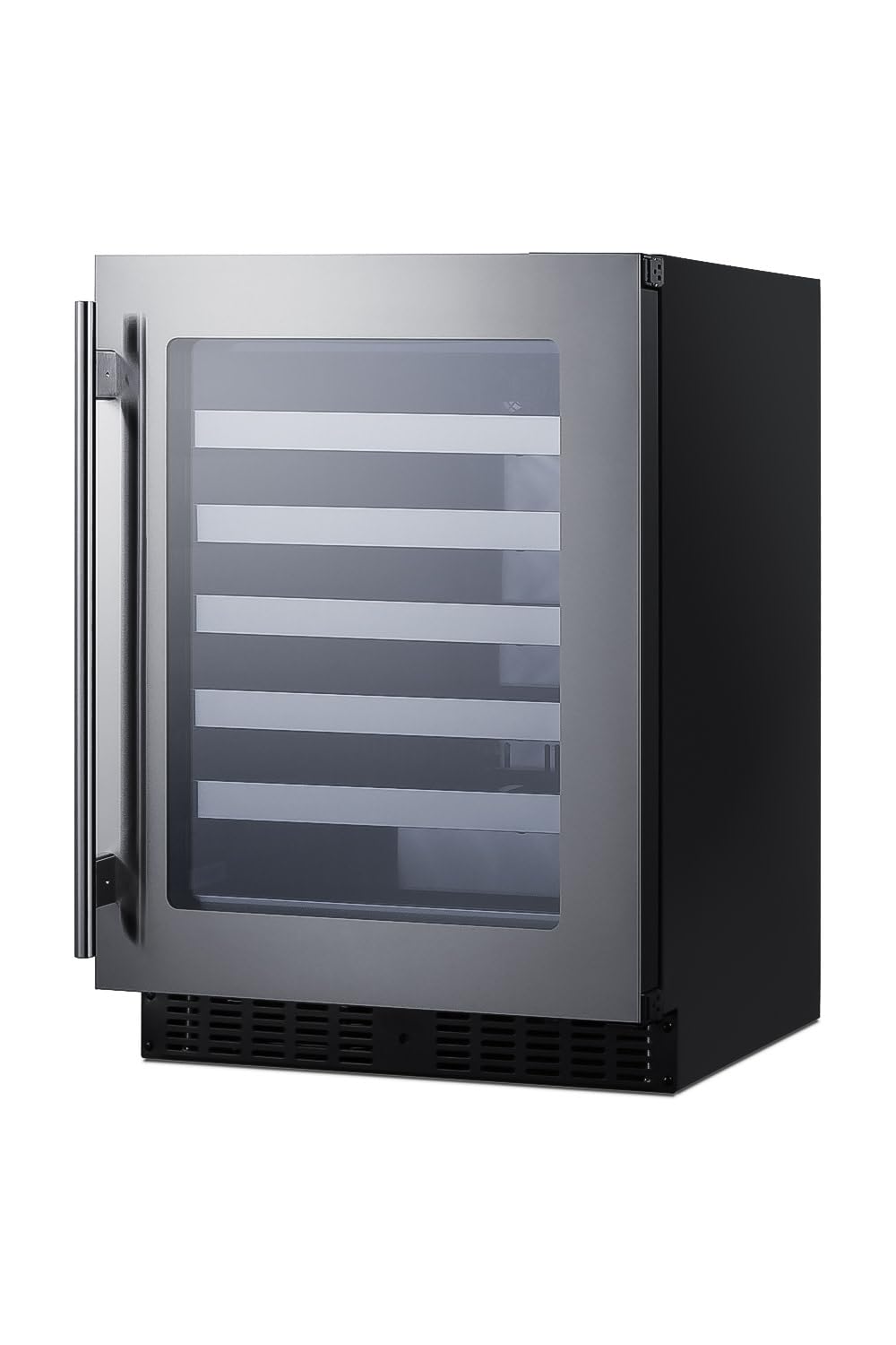 Summit ASDW2412 24 Inches Wide Built-In Wine Cellar, Black; ADA Compliant Design; Less Than 18 Inches Deep; Double Pane Tempered Glass Door; Temperature Memory Function; Reversible Door