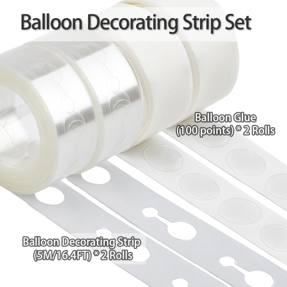 Balloon Arch Kit 49.2ft Balloon Tape & 300pcs Balloon Glue Point For Balloon Decorating Strip Kit For Party Graduation Wedding Birthday Baby Shower Decor