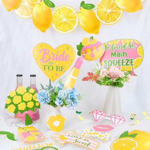 Lemon Bridal Shower Decorations She Found Her Main Squeeze Photo Booth Props Lemon Citrus Party Supplies - Set of 24