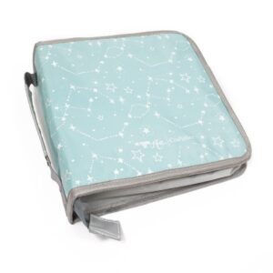 craftelier - stamp and die organiser | 2 d-ring system for 6" x 8" pouches | size 25.5 x 25.5 x 7 cm (10" x 10" x 2.75") - turquoise with constellation pattern