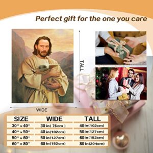 Funny Keanu Reeves Blanket Saint-K Holding Baby-Y Blanket Ultra-Soft Throw Blanket Home Decor Gift for Children/Adults 50in×40in