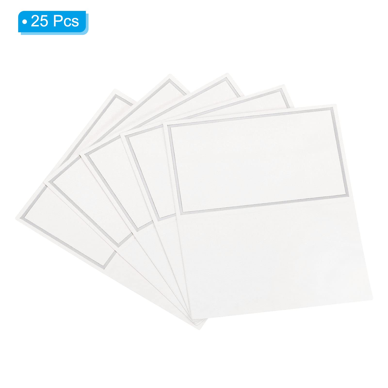 PATIKIL Tent Place Cards, 25pcs Greeting Cards 3.93 x 3.27inch Favor Decor Foldable Blank Card for Wedding Party DIY Table Name Place Cards Silver Tone White