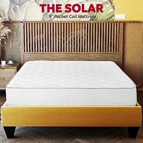 Primo International Solar 9" Pocket Coil Mattress in a Box, Queen