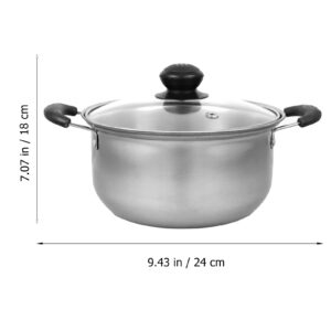 CALLARON Stainless Steel Stockpot 7x3.3inch Soup Pot with Cover Cooking Stock Pot Multi-functional Cookware Metal Food Stockpots for Kitchen