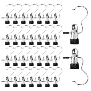 30Pcs Boot Hangers for Closet, FHDUSRYO Hanging Clips Clothes Pins, Portable Laundry Hooks with Clips, Hanger Clips Boot Hanging Hold Clip, Multifunctional Hangers Single Clips for Travel Pants Hats