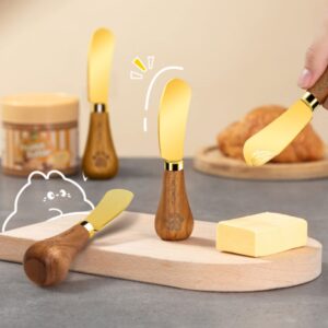 Standing Butter Spreader Knife Gold Butter Knives Set of 4 Cheese Spreader Knives Stainless Steel Charcuterie Knives Butter Cutter Vertical Butter Knife Spreader for Cold Butter Cheese Jam Spreading