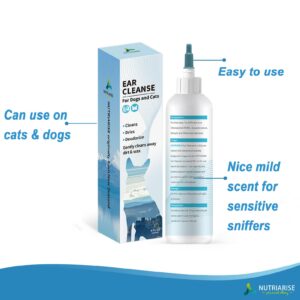 NUTRIARISE Ear Cleaner for Dogs and Cats, 4 OZ - Advanced Ear Wash Solution for Pet, Dog Ear Wash Rinse, Cleanser - Stops Itching, Odor, Debris & Wax, Irritation & Inflammation