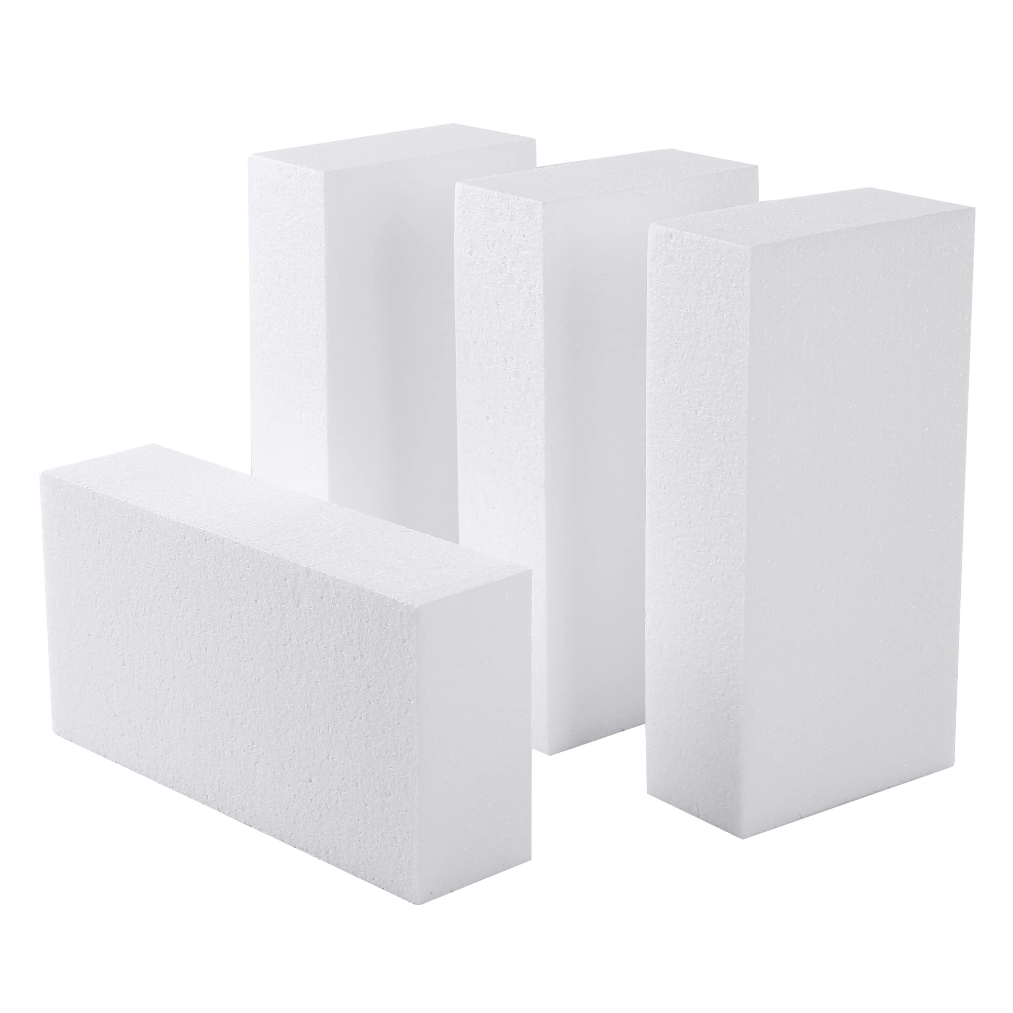 AMZQNART 4 Pack Craft Foam Blocks, 8x4x2 Square Polystyrene Foam Bricks for Art Sculpting, Flower Arrangements, Sculpture, Modeling, School and Home DIY.