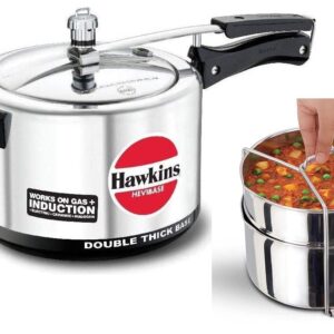 Hawkins Hevibase Aluminum Pressure Cooker 3 liter, with Two-Dish Stainless Steel Set