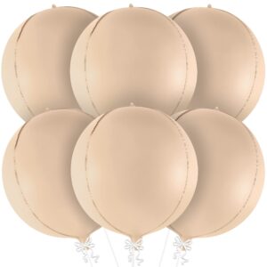 katchon, big 22 inch beige balloons set - pack of 6, cream balloons | boho balloons, lace balloons for neutral party decorations, beige party decorations | ivory balloons for bridal shower decorations