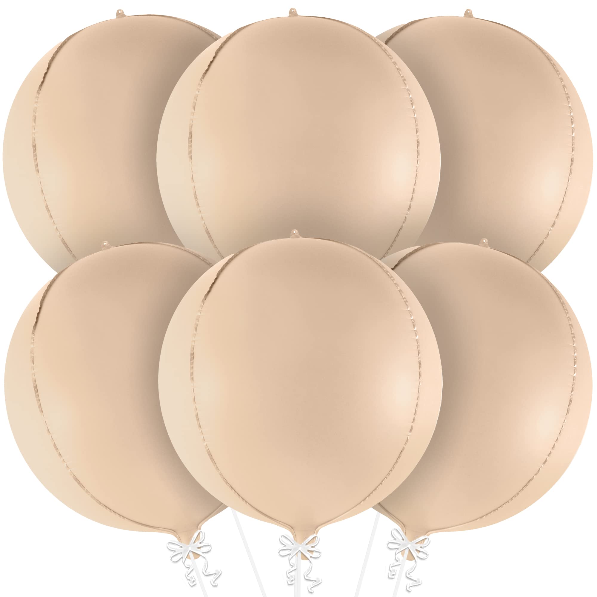 KatchOn, Big 22 Inch Beige Balloons Set - Pack of 6, Cream Balloons | Boho Balloons, Lace Balloons for Neutral Party Decorations, Beige Party Decorations | Ivory Balloons for Bridal Shower Decorations