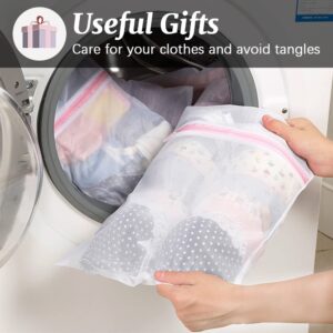 4Pcs Mesh Pop Up Laundry Hamper, FHDUSRYO Foldable Pop Up Hamper, Collapsible Laundry Basket with Carry Handles, Portable Dirty Clothes Basket with 4 Wash Bags, Mesh Hamper for Dorm Bedroom Travel