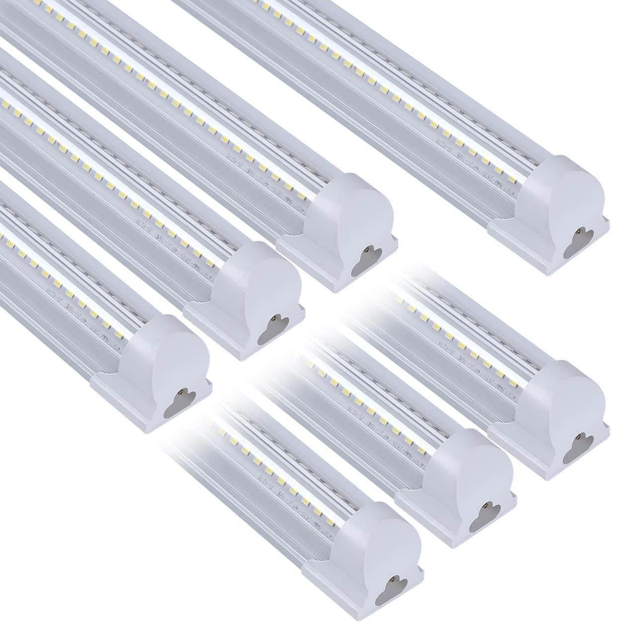 6 Pack T8 Led 4FT 60W Integrated V Shaped Shop Light,Linkable White Daylight 6000k LED Strip Lights Fixture for Garage, Indoor Tube Light for Living Room with On/Off Switch Cable Clear Cover