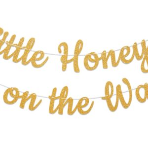 A Little Honey Bee is on the Way Banner, Gold Glitter Happy Bee Day Banner, Bee Pregnancy Announcement Party, Honey Bee Baby Shower Decorations