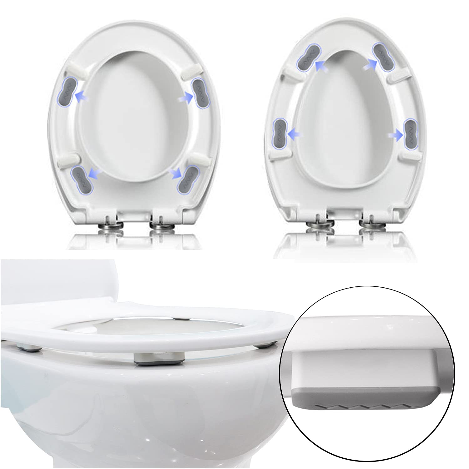 Bidet Toilet Seat Bumper 8 Pcs Bidet Attachment for Toilet，Universal Seat Bumper Kit Replacement Bumpers with Strong Adhesive， Reduce The Noise，Stop The Toilet from Sliding