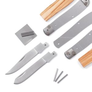 EZSMITH Knife Making Kit - Lineman Trapper - DIY Folding Slipjoint Knife - (Parts Kit) - (w/Pre-machined Zebrawood Handle Scales) - (Gift Boxed) - (USA Design) - (by KnifeKits)