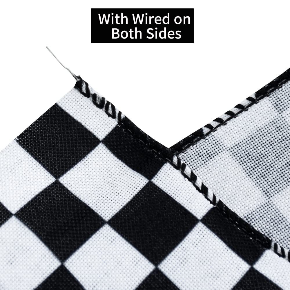 TONIFUL 2.5 Inch Black and White Wired Edge Ribbon, Plaid Check Burlap Ribbon, Blakc White Wired Ribbon for Gift Wrapping, Wreath Bows Making, Crafts Home Party Christmas Tree Decoration（Check，6yds）