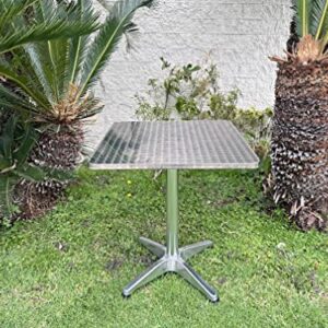 BTEXPERT Indoor Outdoor 23.75" Square Restaurant Table for Patio Stainless Steel Silver Aluminum Furniture with Base