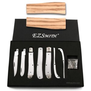 EZSMITH Knife Making Kit - Lineman Trapper - DIY Folding Slipjoint Knife - (Parts Kit) - (w/Pre-machined Zebrawood Handle Scales) - (Gift Boxed) - (USA Design) - (by KnifeKits)