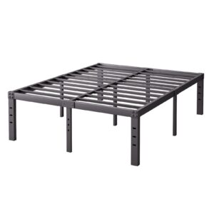 bednowitz king size bed frame, 18 inch high metal bed frame, noise-free platform bed no box spring needed, 4000lbs heavy duty support mattress foundation, easy assembly, black