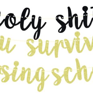 Nursing School Survivor Banner, Future Nurse, Straight Outta Nursing School, Congrats Nurse Graduation Party Decorations Black and Gold Glitter, Congrats Grad 2024